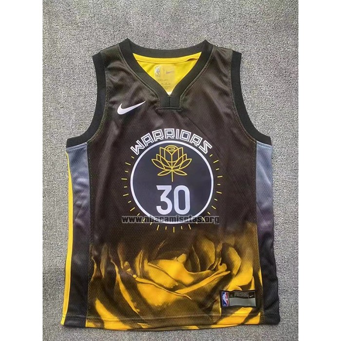 Camiseta Nino Golden State Warriors Stephen Curry NO 30 Ciudad 2022-23 Negro